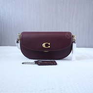 (Limited) Coach Emmy Leather Saddle Bag 23 MERLOT Pebble Leather - Rare Item