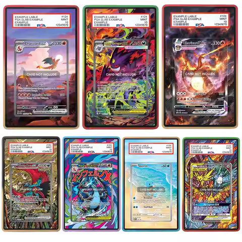 Anime Ptcg Art Display for Zapdos Charmander Eevee Charizard Gengar Squirtle Game Card Psa Storage B