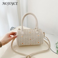 Lace Daisy Flower Straw Women Handbag Summer Female Beach Holiday Crossbody Bag Hand PU Leather Top-Handle Shoulder Bags