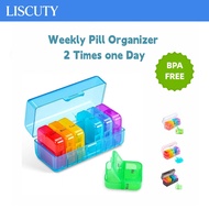Pill Organizer 2 Times a Day, Weekly 7 Day Pill Box, Daily Am Pm Pill Organizer, Travel Pill Case fo