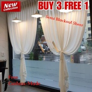 🔥Buy 3 Free 1 , 100% Custom-Made🔥 Semi Sheer Blackout Day Curtain (Free Cangkuk & Ring) Langsir Puti