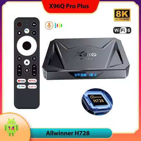 Smart TV BOX X96Q PRO PLUS Android 14 TV Box Allwinner H728 Octa Core 1000M Lan Wifi 6 Support 8K HD