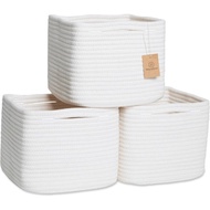 NaturalCozy Storage Cubes 9”x9”x7”Cotton Rope Woven Baskets for Organizing 3-Pack | 9 Inch Cube Stor