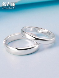 คู่ S999 แหวนเงินสเตอร์ลิงสําหรับผู้ชายและผู้หญิงที่มีการออกแบบปากเปิดแกะสลักชื่อเหมาะสําหรับนักเรีย