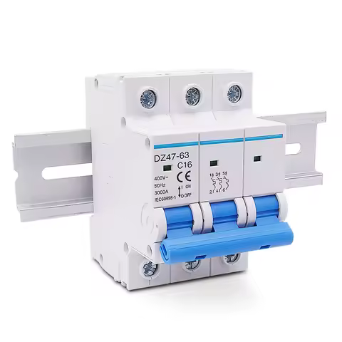 1 Pcs DZ47-63 3P 16-63A Three Phase Din Rail Circuit Breaker 380V Motor Protection Heavy Duty Electr