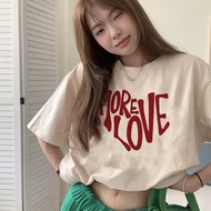 [3 Colors] Print T-Shirt Short Sleeve Red Heart Women's Top Korean Style (6.6)