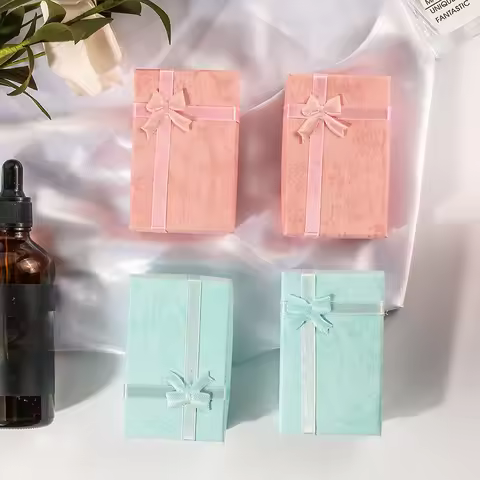 Fashion 4 Pcs Jewelry Sets 2024 New in Ring Boxes Lover Anniversary Gifts Box New Year Gift Case Blu