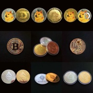 1.5 Metal Bitcoin Gold/Silver Coin BTC 3mm DOGE/ETH Plated Coin Display Collection Souvenir Gift
