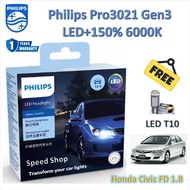 Philips Car Headlight Bulb Pro3021 LED+1 6000K Honda Civic FD 1.8 (2 Bulbs/Box) LED T10