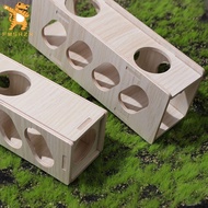 FMSRZX Exploring Hamster Wooden Tunnel Natural Funny Secret Peep Shed Escape Toy Multifunctional Hideout Guinea Pigs