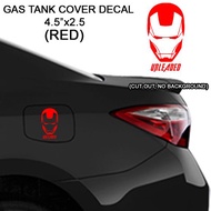 Gas Tank Cover Decal Car Sticker - IRNMN FACE UNLEADED Sticker Waterproof Weatherproof RED