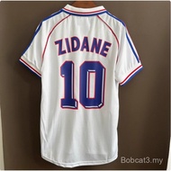 Retro French Team Football Zidane France 1998 Away White Jersey