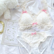 Japanese Lace Bra and Panty Set Lolita Fairy Style Embroidery Bras Young Girl Kawaii Student Underwear Set Intimates