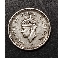 British India King George VI 1/4 Rupee Silver Coin 1944