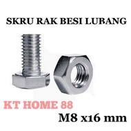 Skru Rak Besi lubang  (M8x16mm)/Skru bolt and nut for angle slotted bar