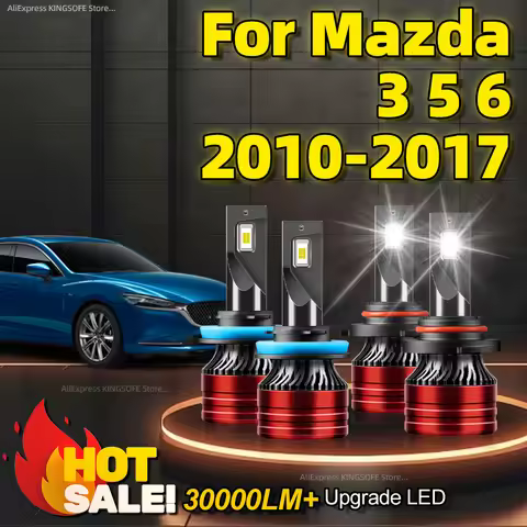 2/4Pcs 30000LM LED Headlight H11 HB3 6000K High Low Beam Turbo Fan For Mazda 3 5 6 2010 2011 2012 20