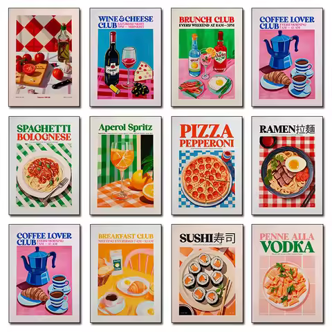 Modern Delicious Food Coffee Sushi Ramen Kitchen Art Colorful Poster Diamond Paintings Wall Art Pict