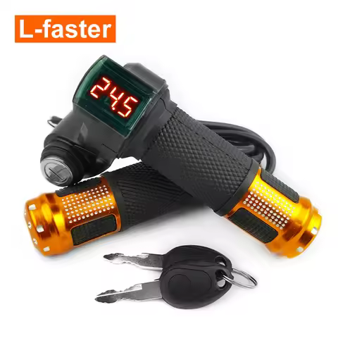 12V-90V Electric Throttle Handle Grip Speed Accelerator With Battery Voltmeter Indicator Key Switch 