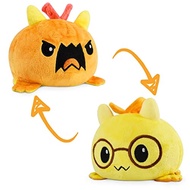 TeeTurtle - The Original Reversible Dragon Plushie - Orange + Yellow with Glasses - Cute Sensory Fid