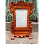 Apricot wood and stone worship photo frame, photo size 20x30 cm.