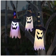Halloween LED Lantern Wizard Hat Hanging Light Ghost Face Ghost Light String Ghost Festival Horror A
