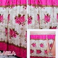 Jual Gorden / Tirai Pintu Bisa Jendela Motif Bunga Pink Laura