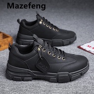Men Shoes Men Casual Shoes Black Shoes for Men Comfortable PU Leather Shoes Men High-top Leather Cas