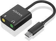 USB-C to Audio 48KHz, USB-C Male to 2 x 3.5mm Female 10cm Ideal for Connecting Devices with USB-C Ou