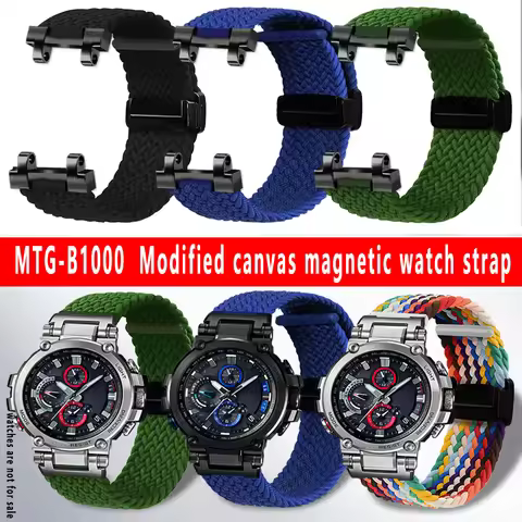 Modified canvas magnetic watch strap for Casio G-SHOCK series MTG-B1000 G1000 modified nylon canvas 