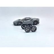 Z277 Hot Wheels Rubber Wheels 1/64 Tayar Getah Metal Gray CE28 10 Spoke 10mm Long Axle