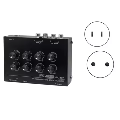 Preamp EQ207 7 Band Equalizers Sound Modifiers DC12V Power Input Audio Mixer