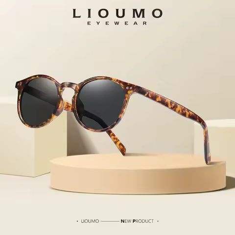 LIOUMO New Fashion Round Sunglasses Polarized Women Classic Retro Sun Glasses For Men Driving Unisex