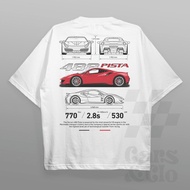 2026 COD South Korea, Cars and Clo - Regular Fit White - Ferrari 488 Pista Blueprint T-Shirt - 488 P
