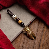 Handmade Brass Cicada Keychain - "Golden Cicada" Wealth & Success Amulet