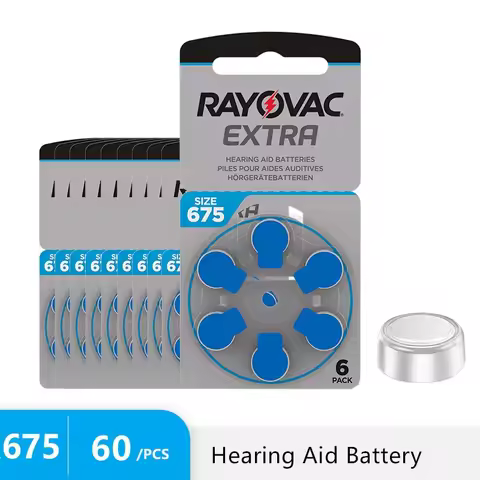 60Pcs Hearing Aid Batteries Size 675 A675 675a PR44 DA675 E675 Rayovac Extra Zinc Air Button Battery