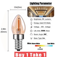 【BUY 1 TAKE 1】 E12 E14 Led Edison Bulb 0.5W Energy Saving Filament Bulb 220V Warm White House Decora