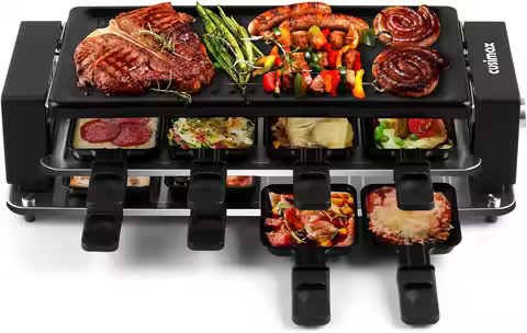 Raclette Grill Korean BBQ Grill, Portable Raclette Table Grill Electric Grill with Non-stick Plate, 