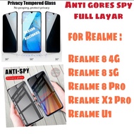 LAYAR SHC888 Anti SPY Realme 8 4G 5G X2 Pro U1 Privacy Full Cover Magic Tempered Glass Anti-Intip Sc