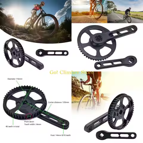 Q84C Bicycles Crankset Single Tooth Disc 46T Mountain Bike Square Hole Crank 120mm For Folding Bikes