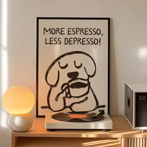 Retro More Espresso Less Depresso Wall Art Prints Canvas Painting Poster Picture For Living Bed Kids
