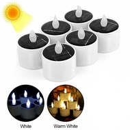 Solar Candles, Flameless Flickering Candles Waterproof Solar Powered and Battery Operated Led Tea Light Candles for Christmas Halloween Garden Festival Party Décor