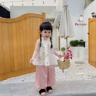 Lotus silk bib Set for cute baby girls made of rough silk BERNIE kidss 1 year to 7 years old 1123B02