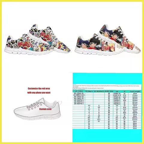 Ranma 1/2 Akane Tendo Anime Sneakers, Manga Comics Sports Shoes for Adults, Comfortable Lace-Up Walk