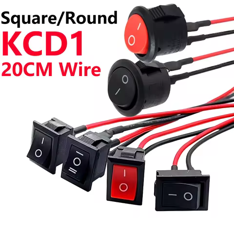 5Pcs Mini Rocker Switch 12 Volt ON Off Toggle Switch with Wire 6A/250V 10A/125V Electrical Switches 