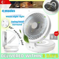 [SG Ready Stock] Edon Fan Air Circulation Fan 4000mAH Auto Rotation Table Fan Wall Fan Rechargeable 