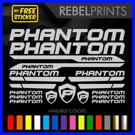 ◿ ✶ ✥ PHANTOM Bike Frame Vinyl Sticker Decal for Mountain Bike and Road Bike and Fixie