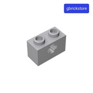 Building blocks 32064 31493【10pcs】technic brick 1x2 with axle hole (compatible with L brand)