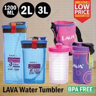 TKTT 1.2L 2L 3L Lava BPA Free Water Tumbler Bottle Straw & Strip Bag Mineral Carrier Tupperware Beka