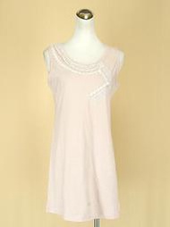 貞新二手衣 IENA 日本專櫃 粉紅蕾絲圓領無袖棉質洋裝M號 (28925)