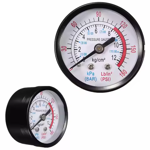 Air Pressure Gauge 50mm 1/4" For BSP Thread 0-180PSI 0-12Bar Dial Hydraulic Pressure Gauge Meter Man
